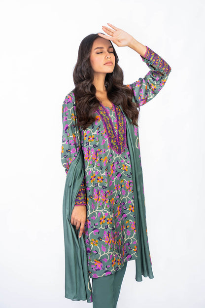2 Pc Printed Lawn Suit With Lawn Dupatta