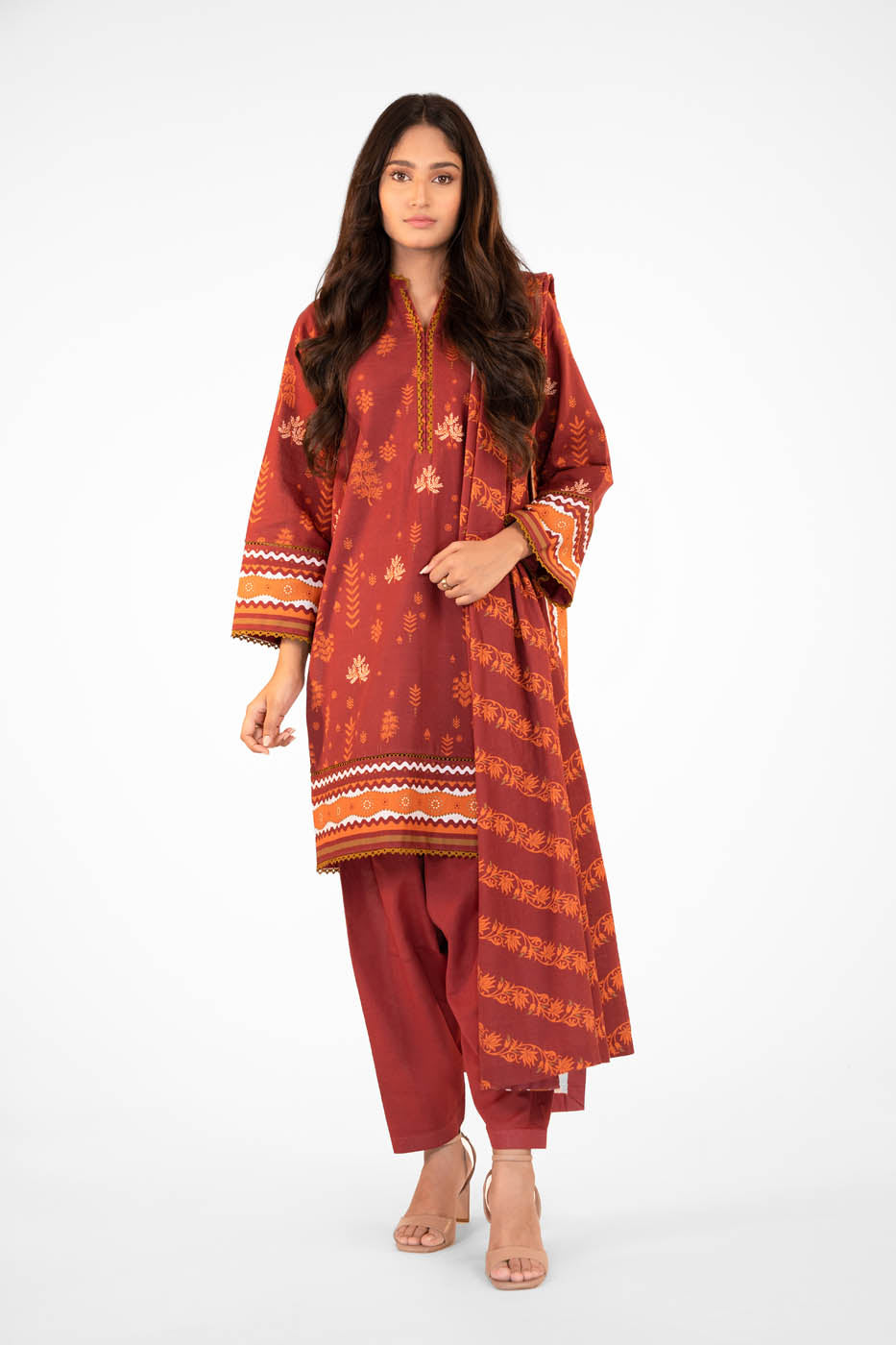 2 Pc Printed Lawn Suit With Lawn Dupatta