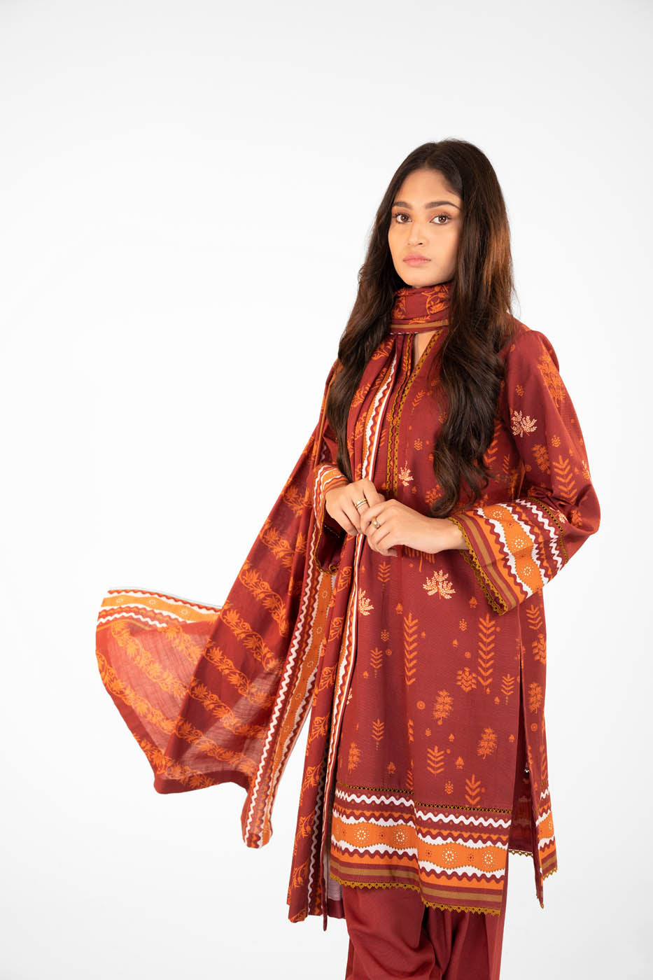 2 Pc Printed Lawn Suit With Lawn Dupatta