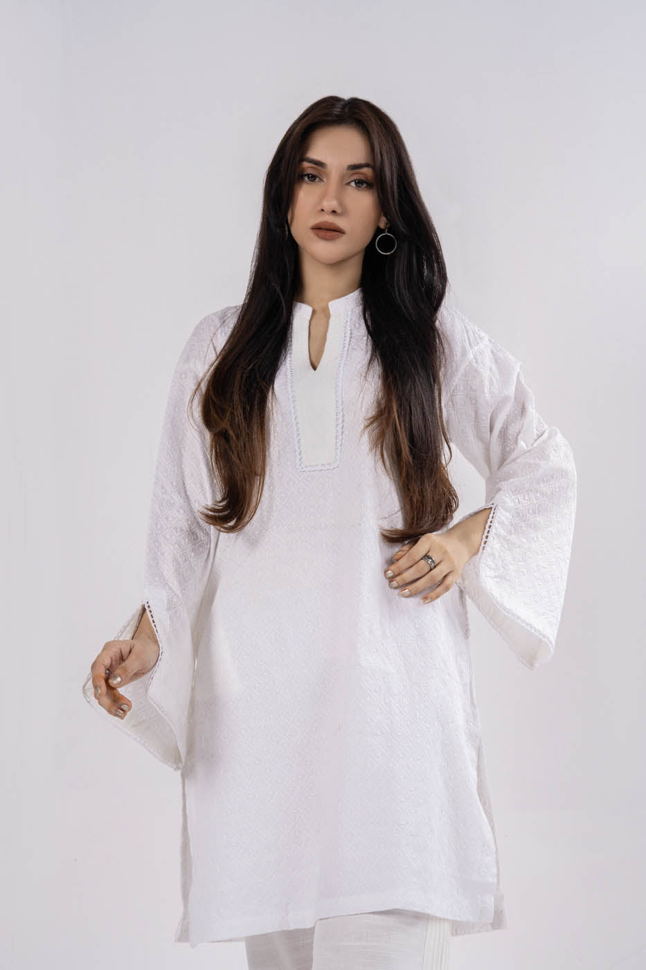 Dyed Chikan Kari Kurti