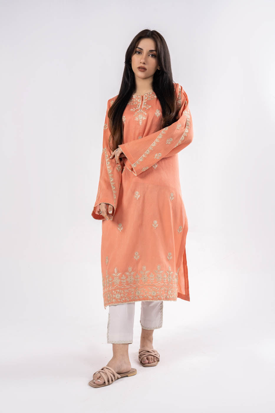 Printed Zari Lawn Kurti