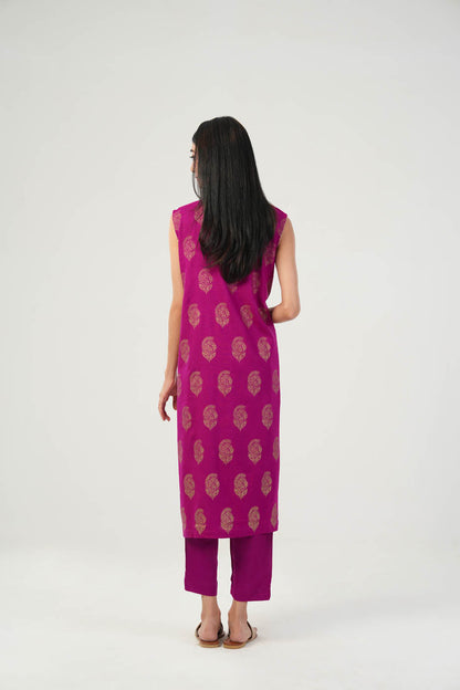 2 Pc Printed Raw Silk Outfit