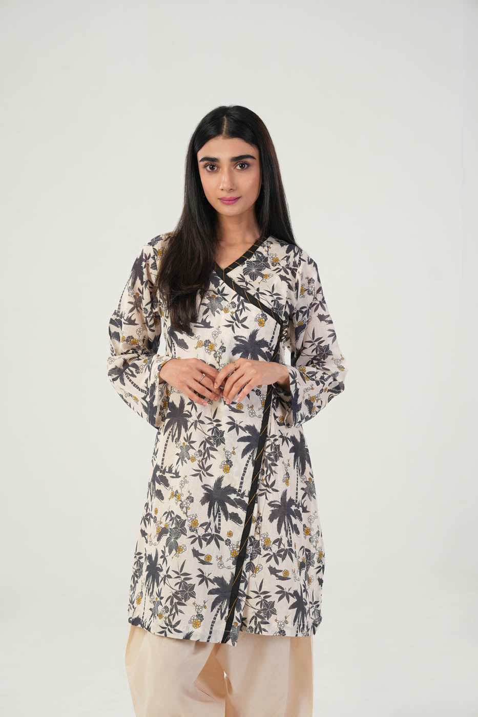 2 Pc Printed Slub Lawn Outfit