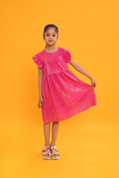 BTW - TEXTURED PLEATED DRESS