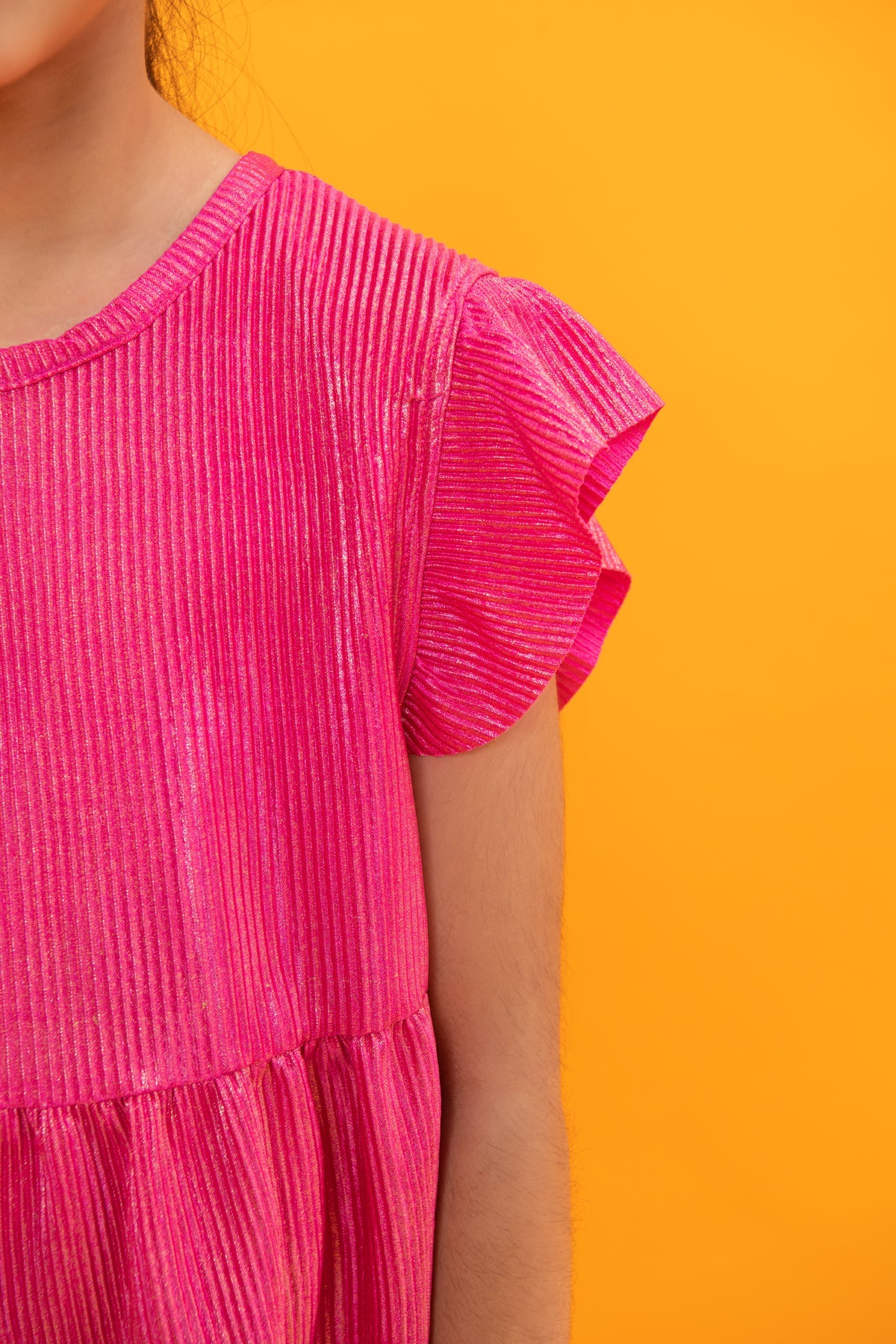 BTW - TEXTURED PLEATED DRESS