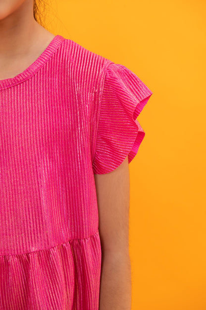 BTW - TEXTURED PLEATED DRESS