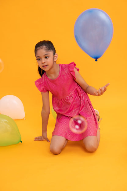 BTW - TEXTURED PLEATED DRESS