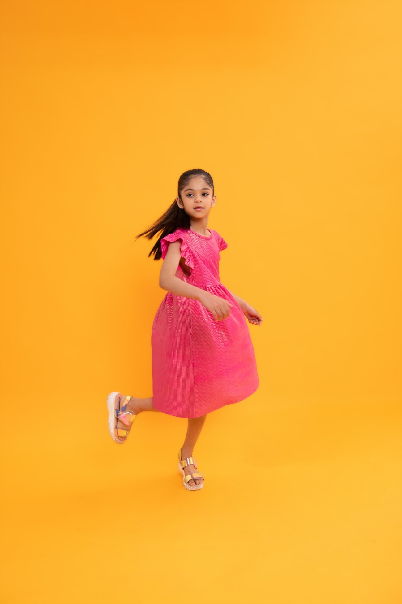 BTW - TEXTURED PLEATED DRESS