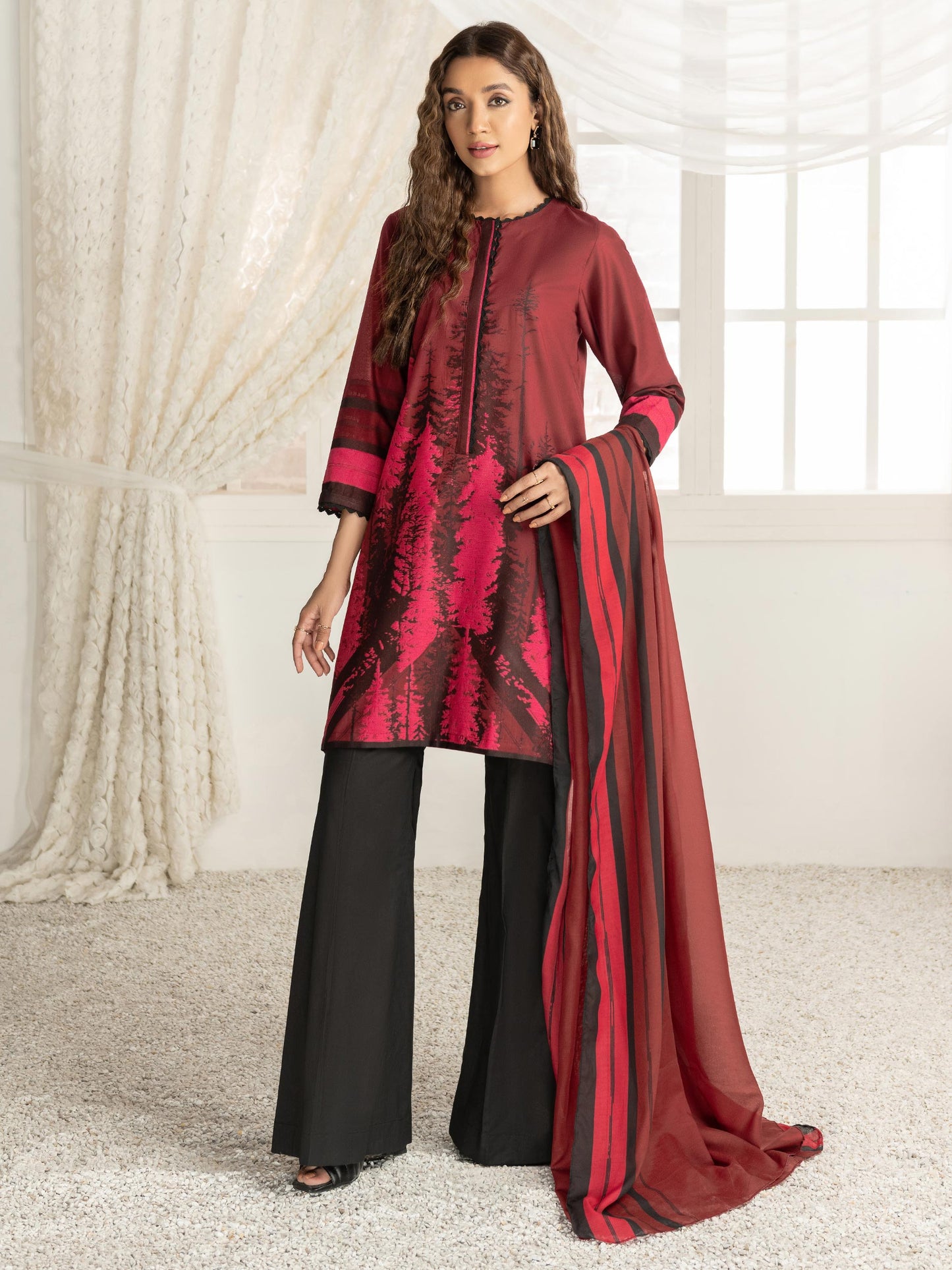 Limelight - 2 Piece Jacquard Suit-Printed (Unstitched)