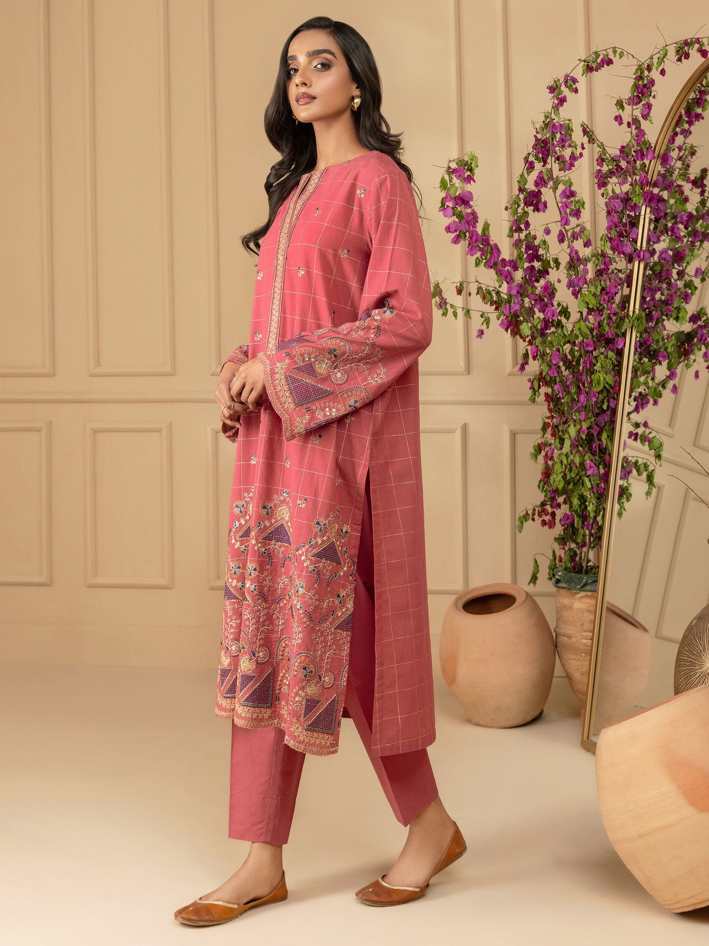 Limelight - 2 Piece Yarn Dyed Suit-Embroidered (Unstitched)