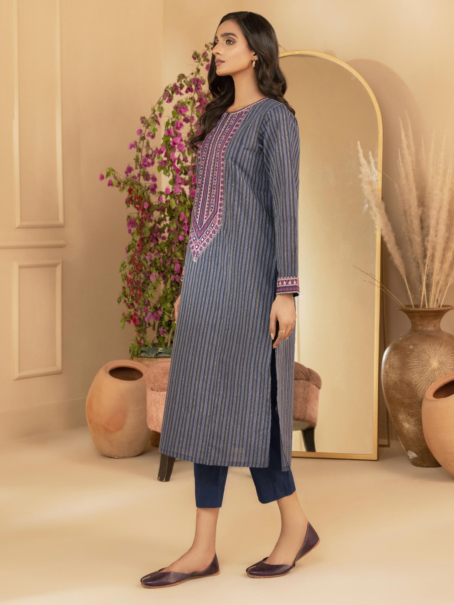 Limelight - 2 Piece Yarn Dyed Suit-Embroidered (Unstitched)