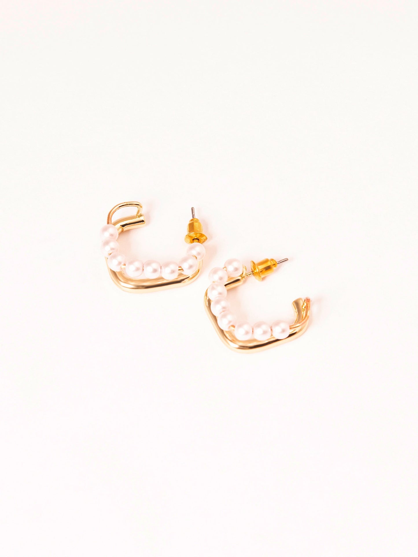 Pearl Square Hoop Earrings