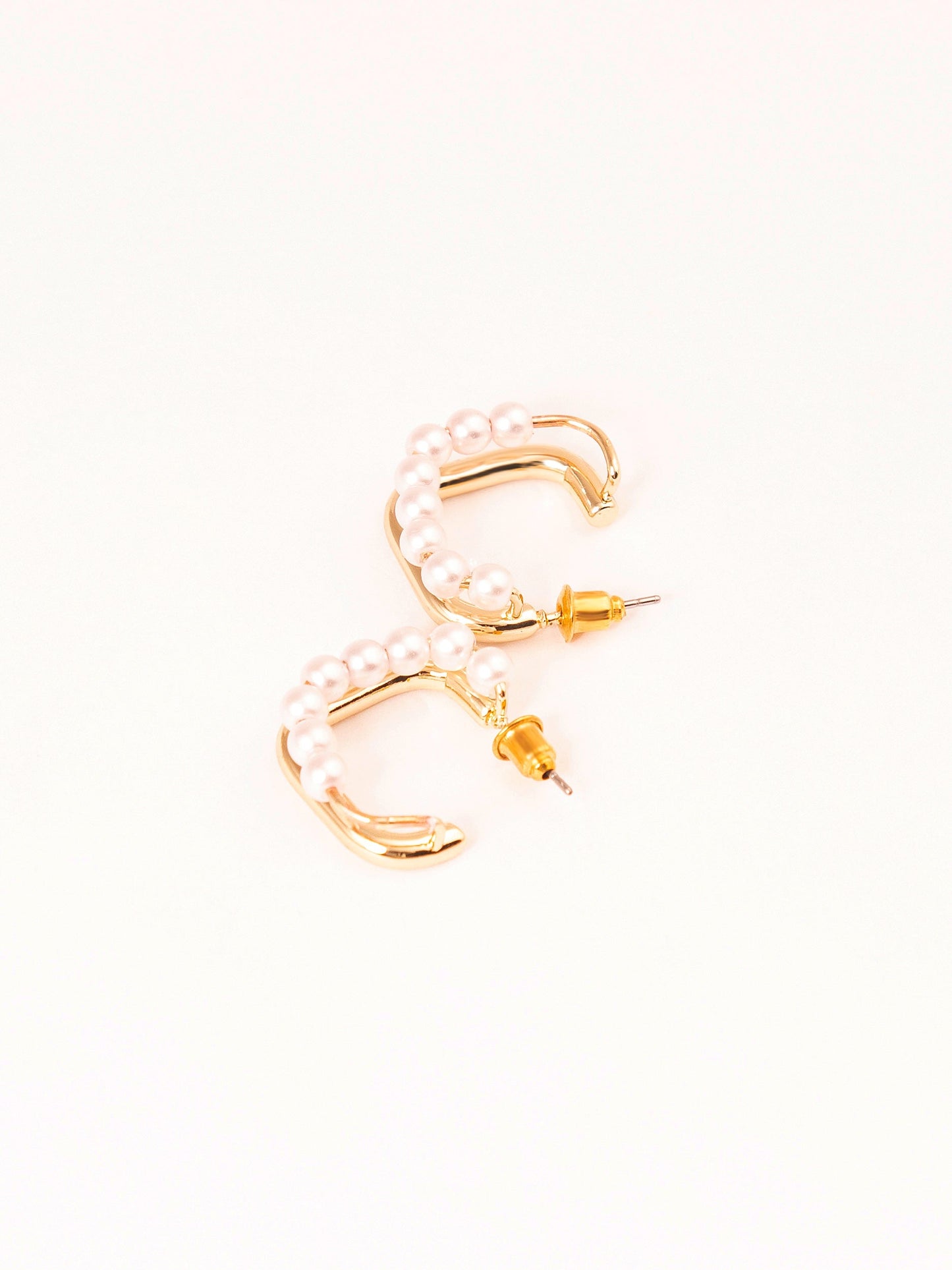 Pearl Square Hoop Earrings