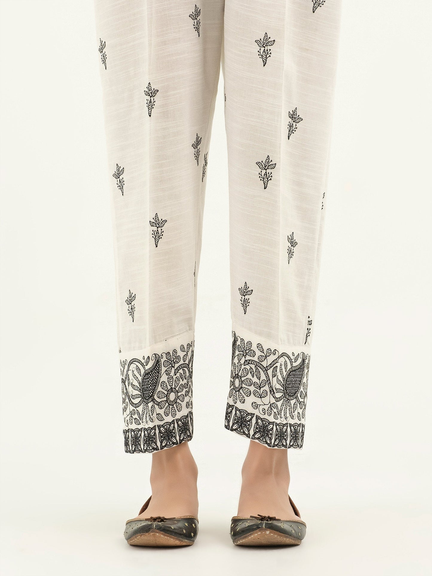 Limelight - Embroidered Khaddar Trousers(Pret)