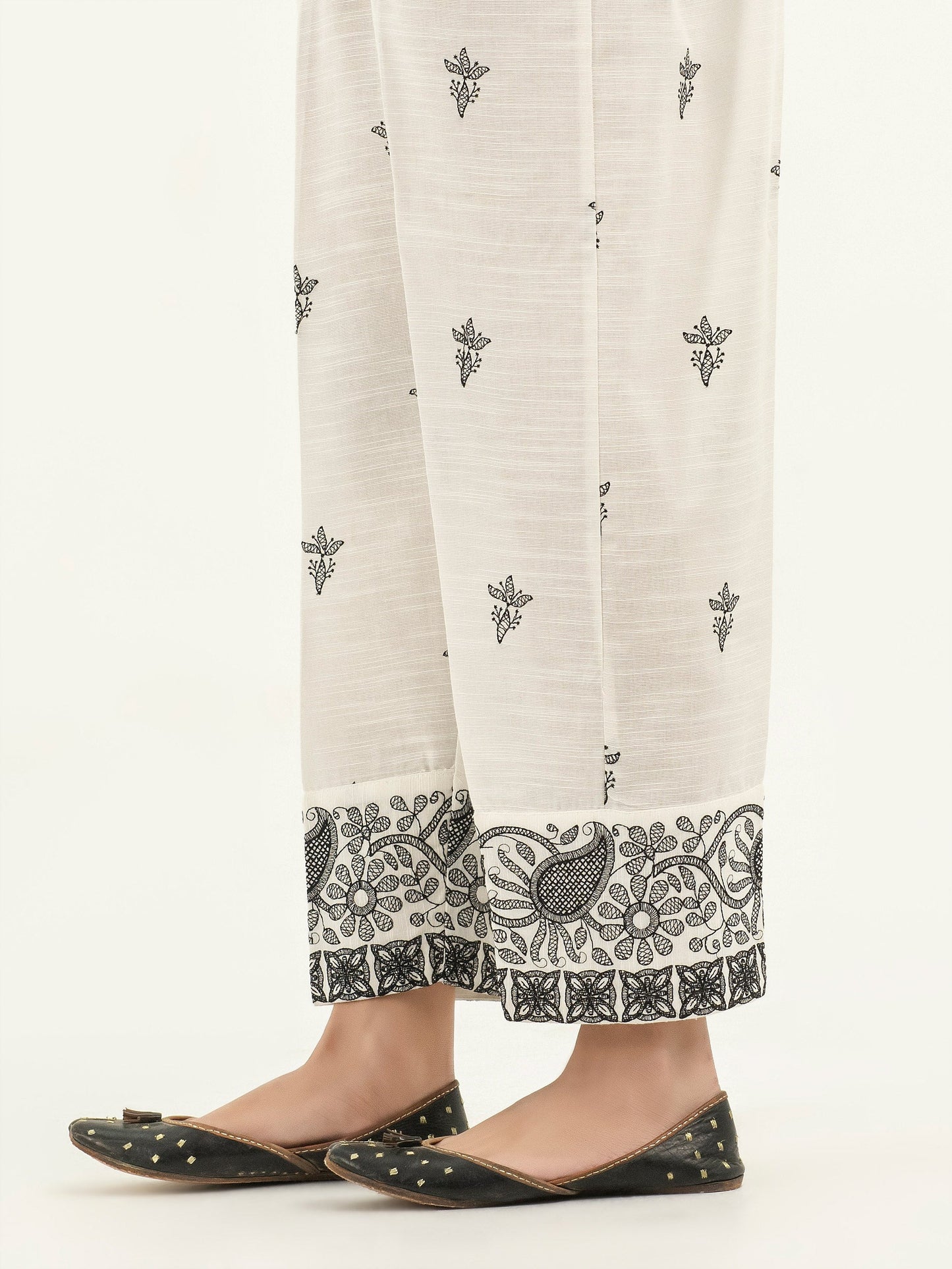 Limelight - Embroidered Khaddar Trousers(Pret)