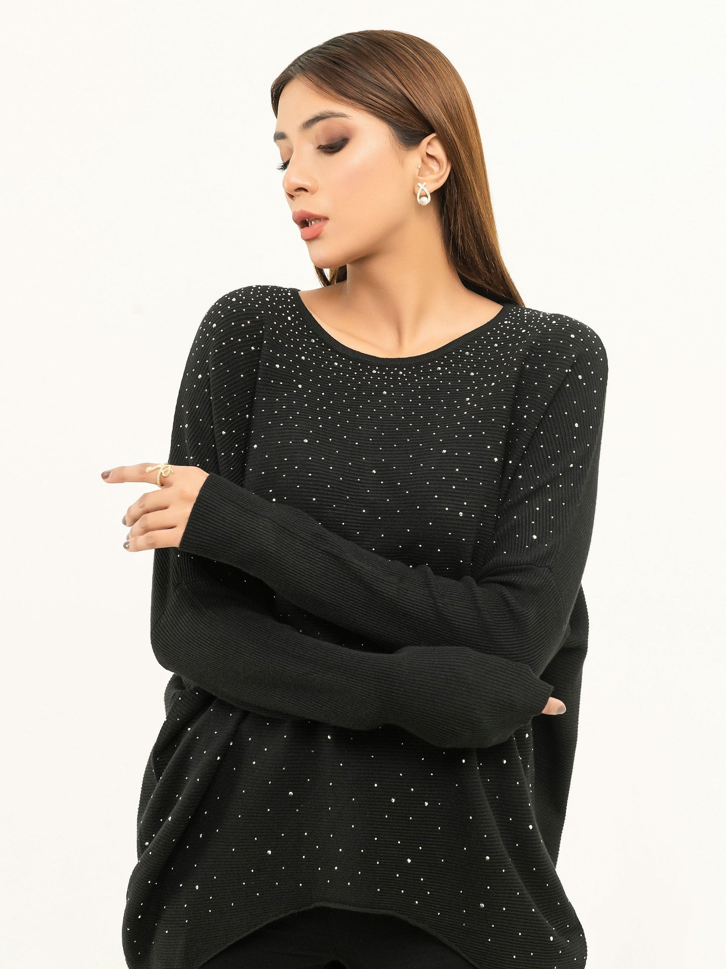 Rhinestone Embellished Sweater