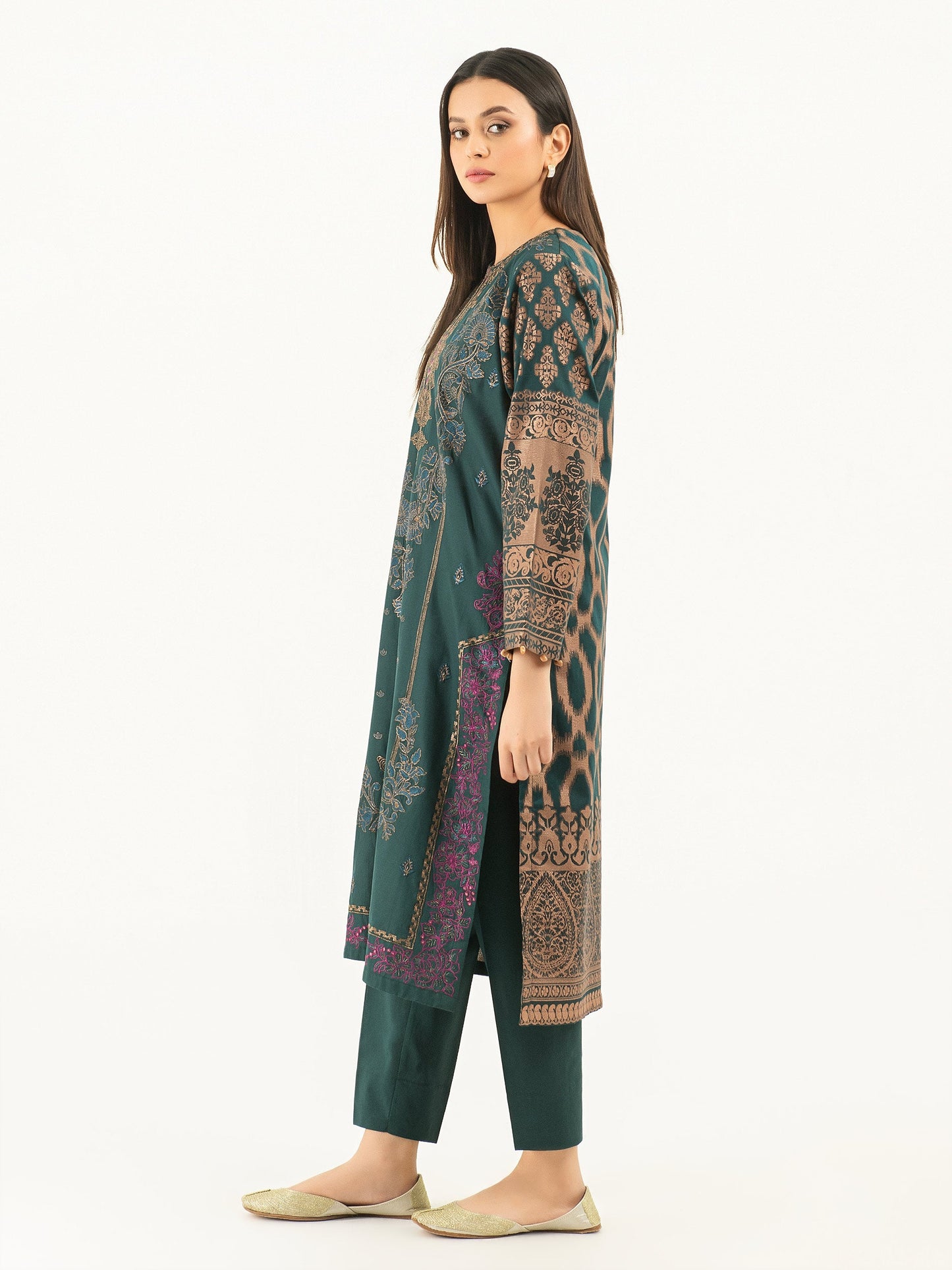 2 Piece Jacquard Suit-Embroidered (Pret)