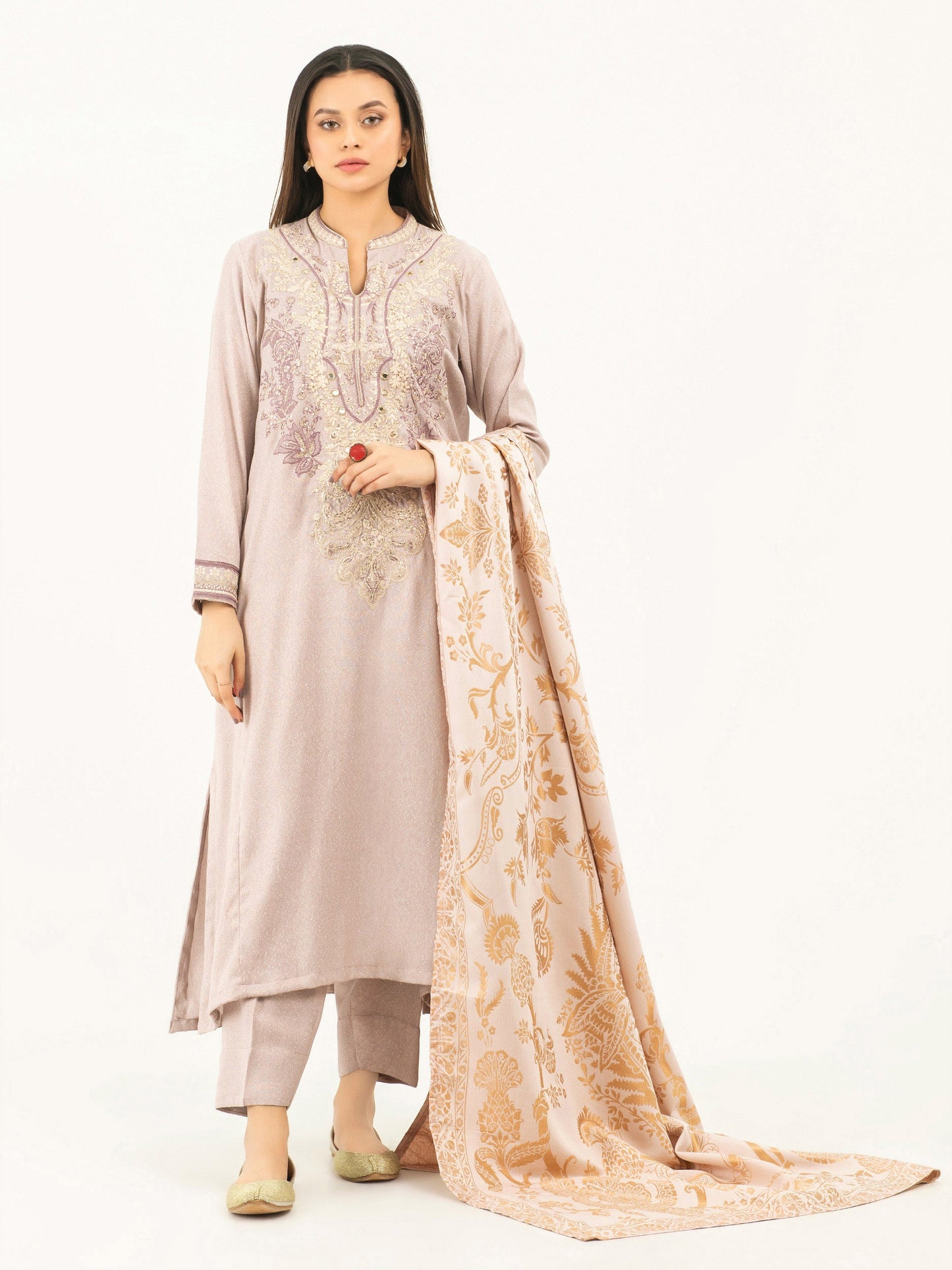 Limelight - 3 Piece Karandi Suit-Embroidered (Pret)