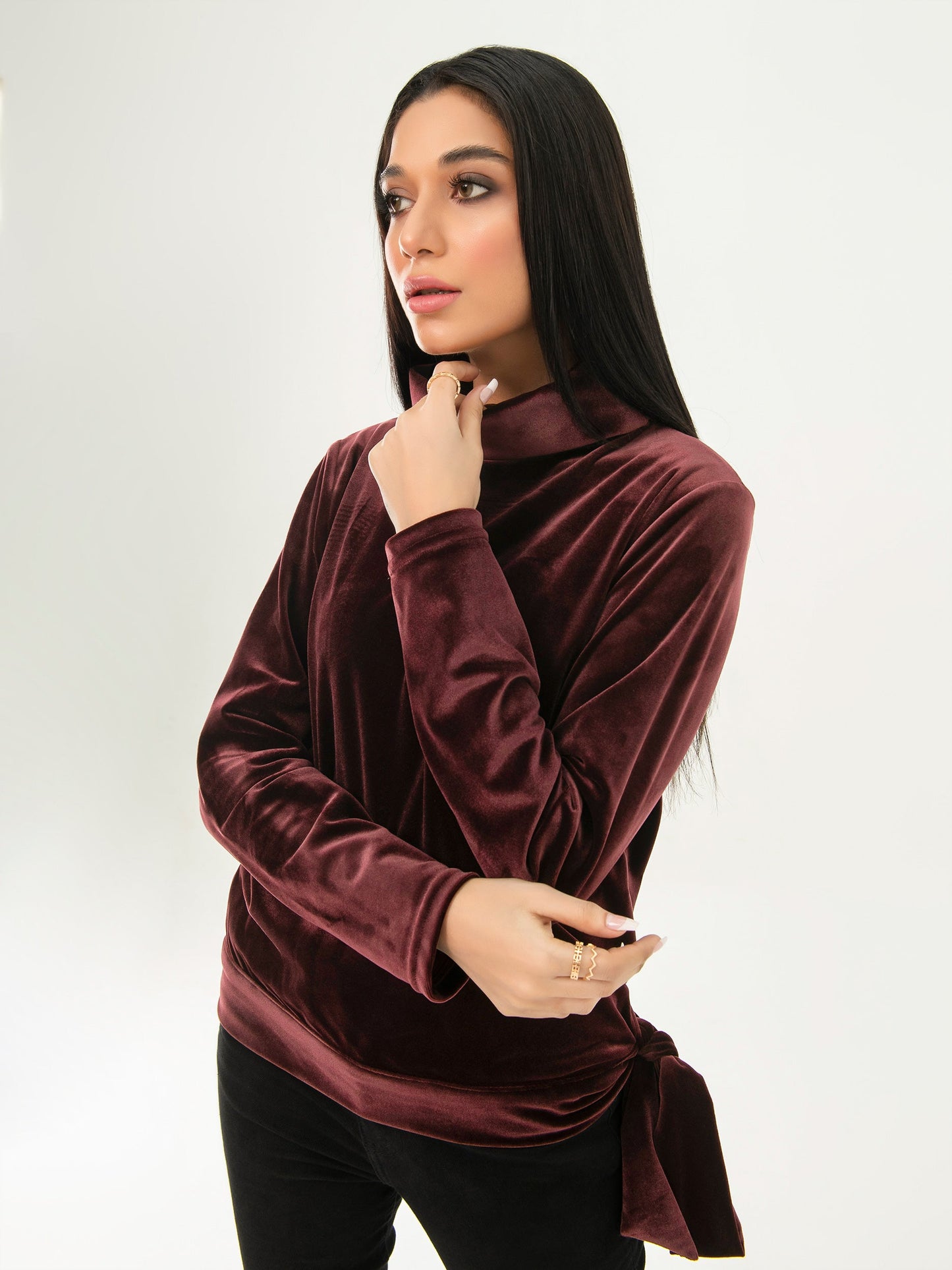 Limelight - Turtle Neck Velvet Top