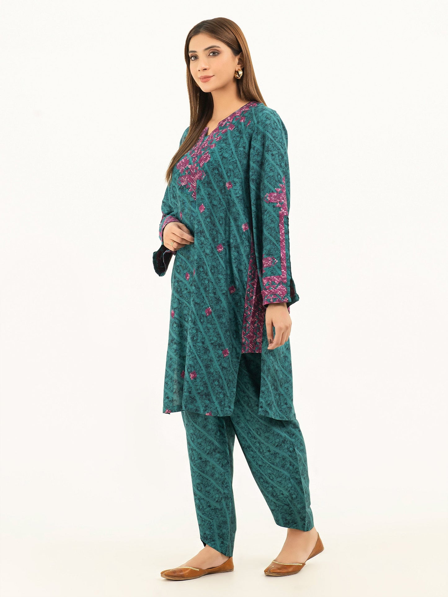 2 Piece Linen Suit-Embroidered (Pret)