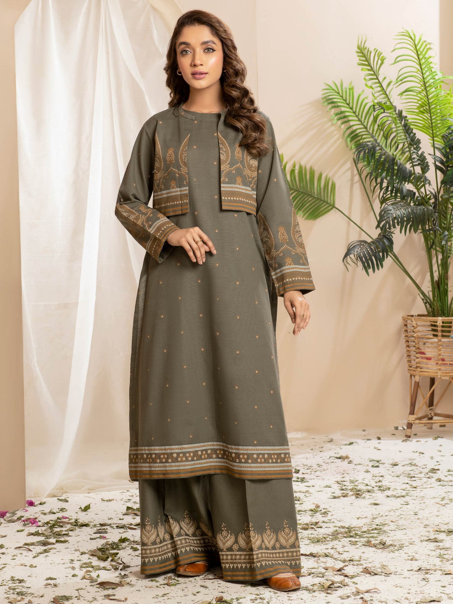 2 Piece Khaddar Suit-Paste Prin(Unstitched)