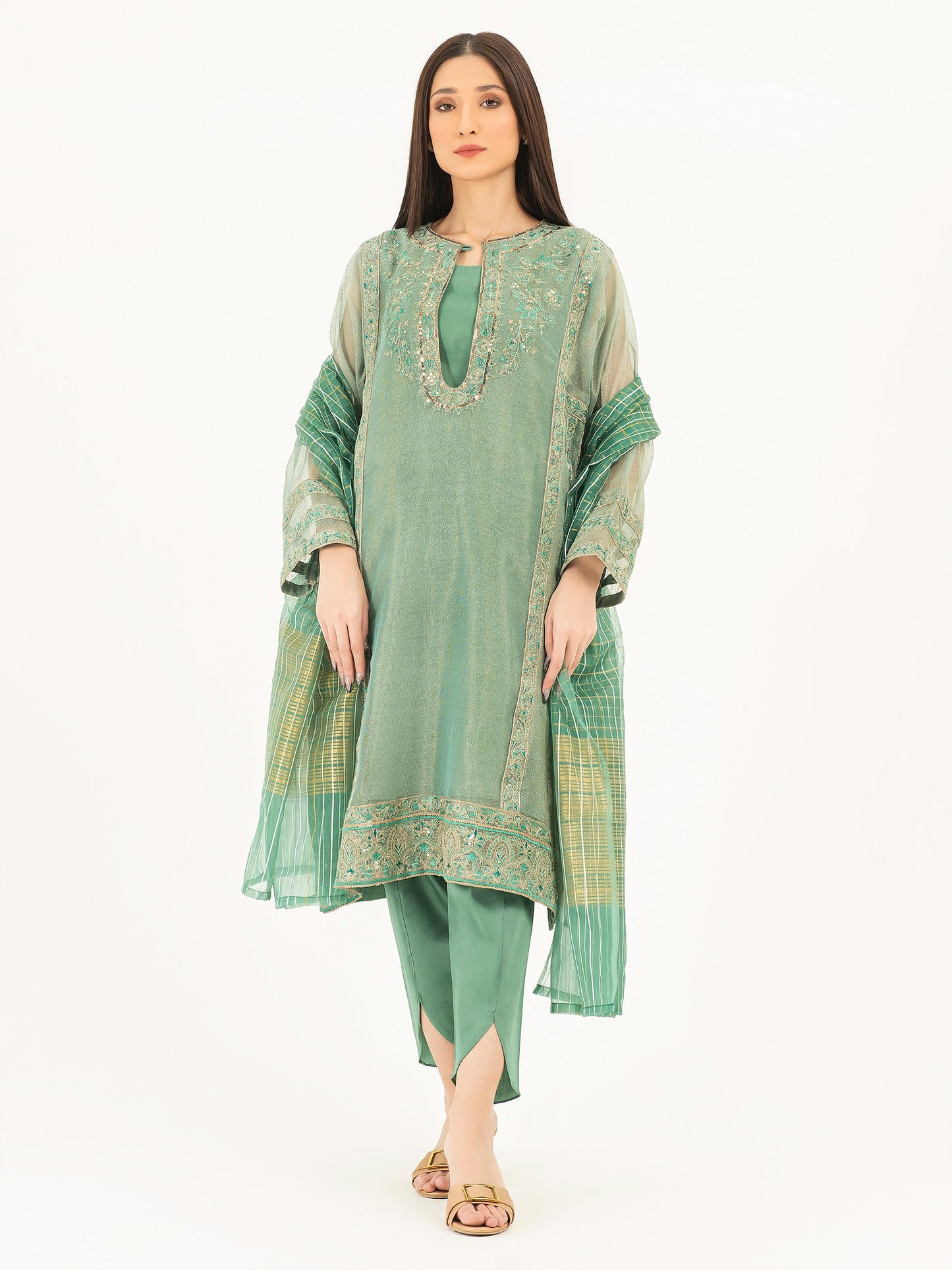 3 Piece Net Suit-Embroidered (Pret)