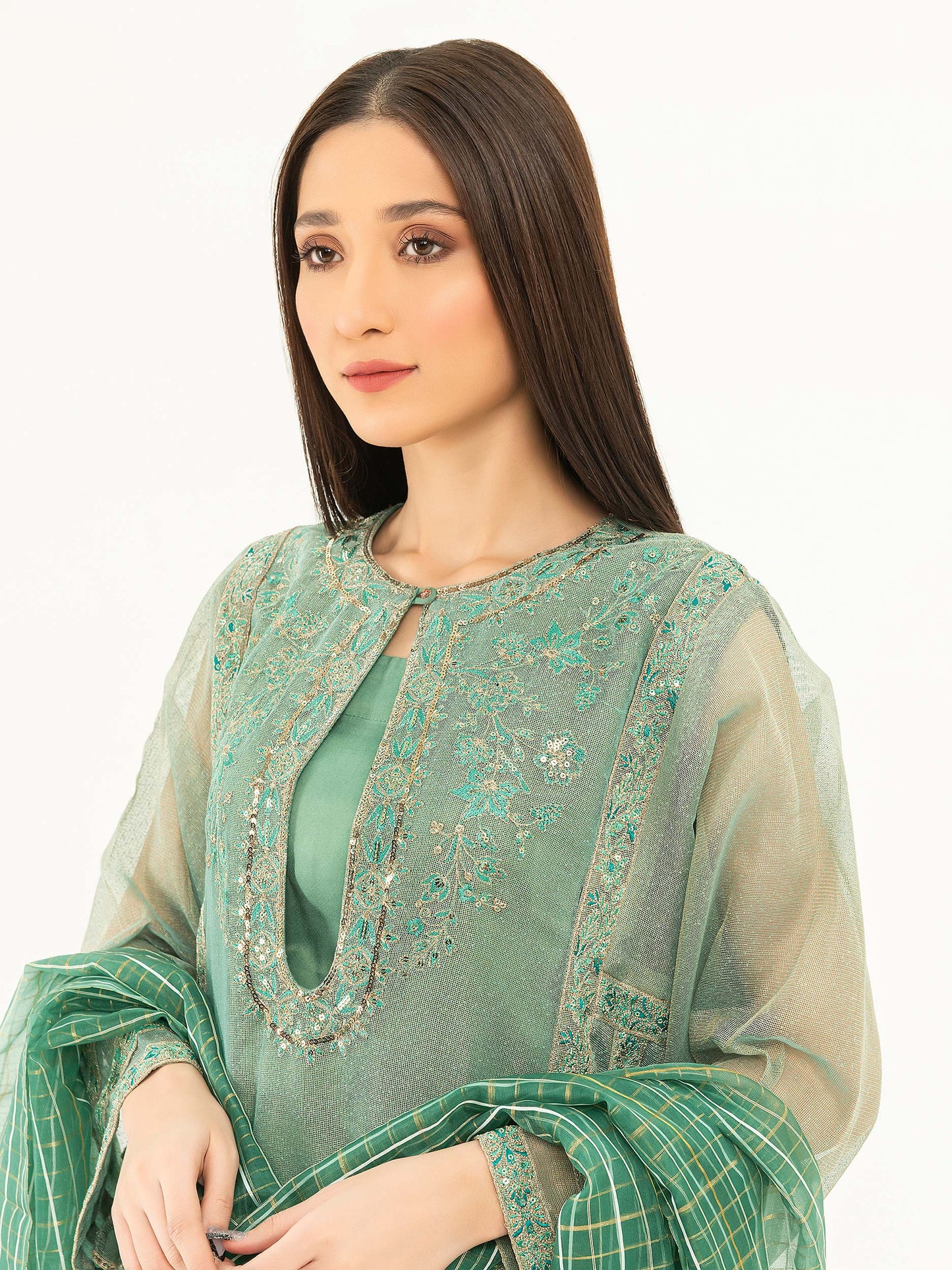 3 Piece Net Suit-Embroidered (Pret)