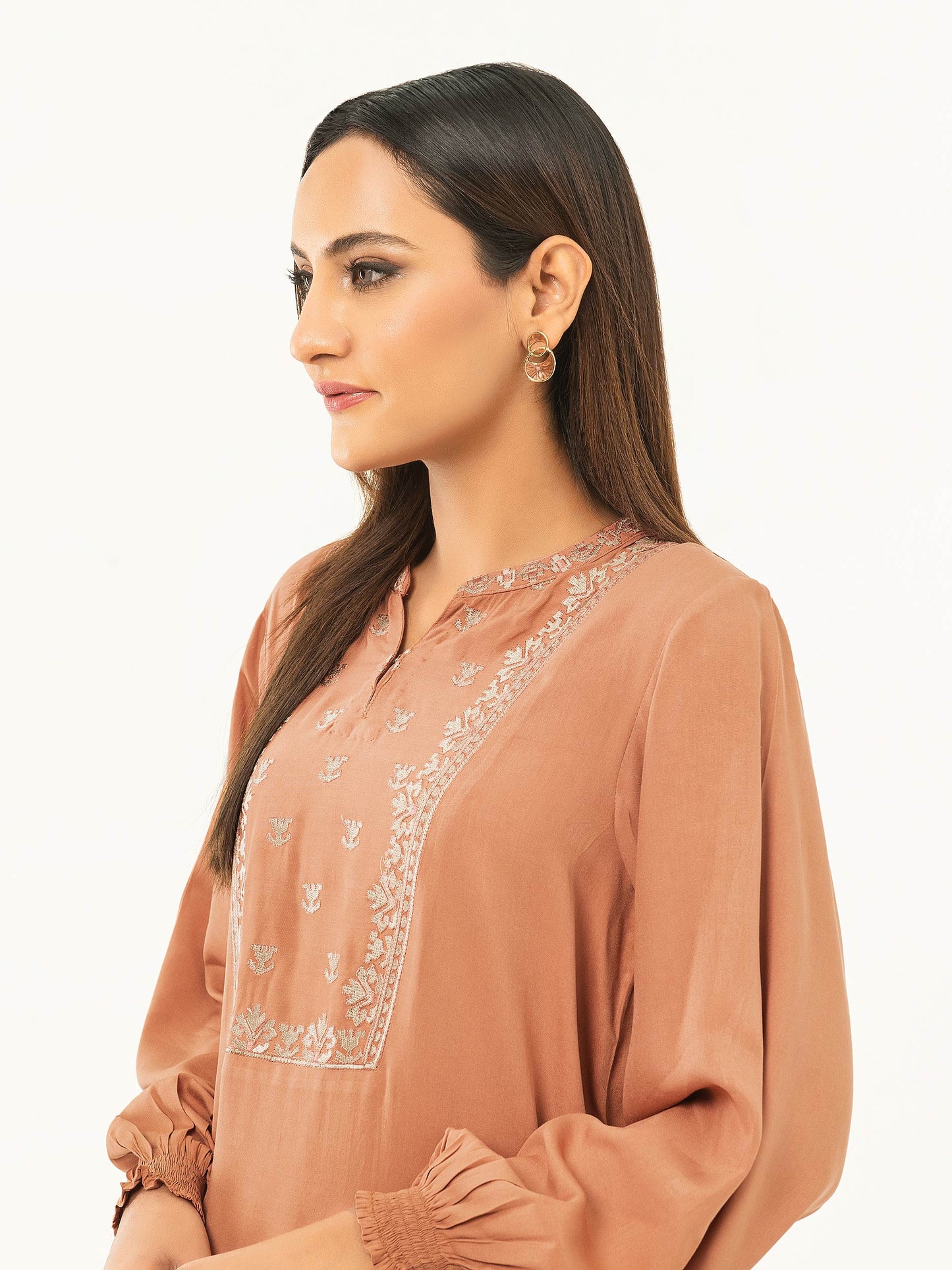 Linen Shirt-Embroidered (Pret)