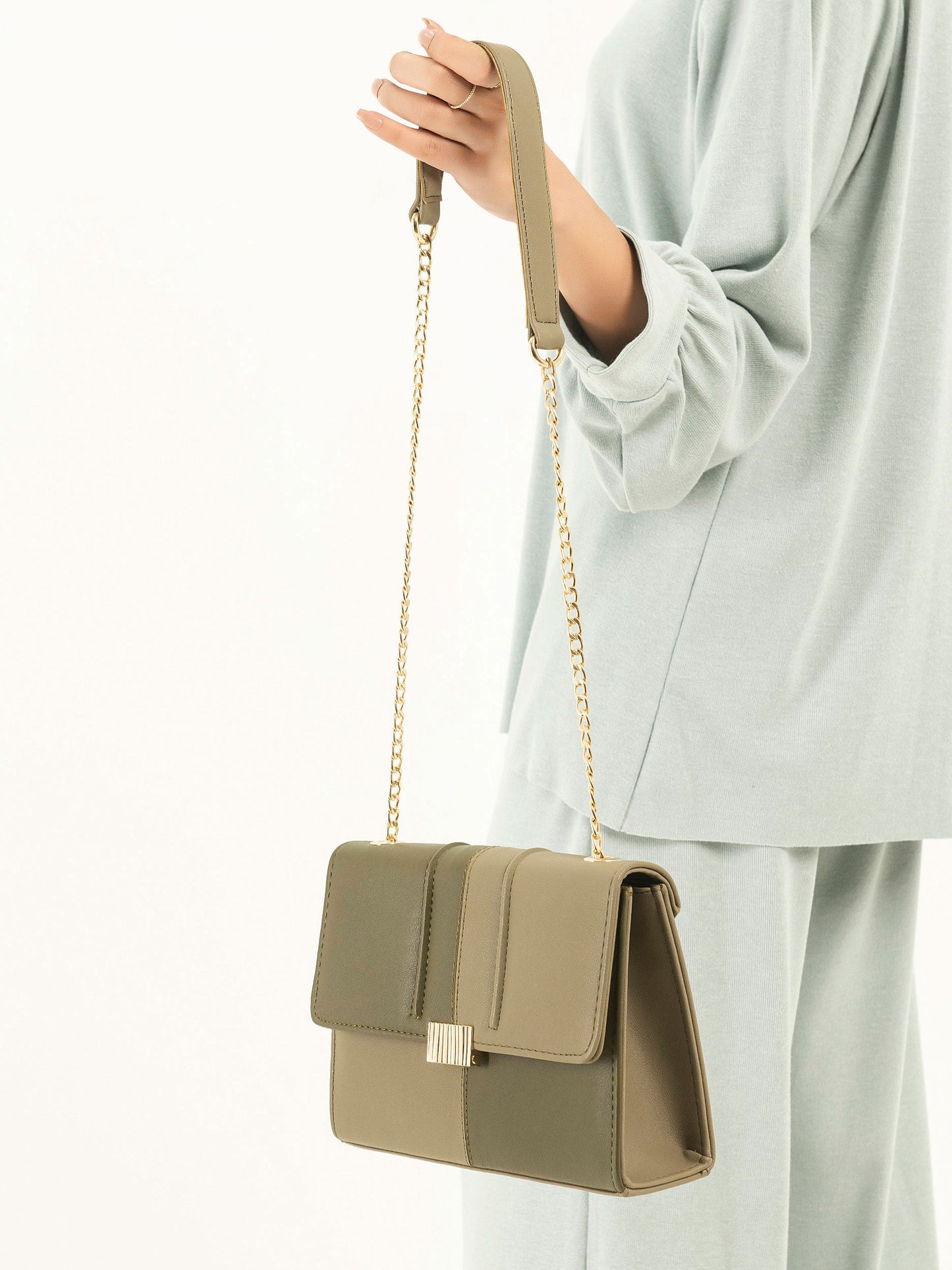 Two Tone Box Handbag