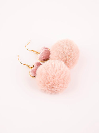 Limelight - Heart Pompom Drop Earrings