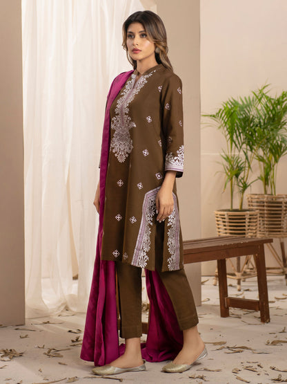 3 Piece Khaddar Suit-Pasted (Unstitched)