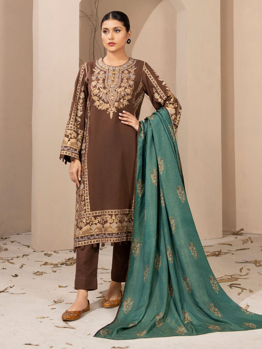 3 Piece Khaddar Suit-Pasted (Unstitched)