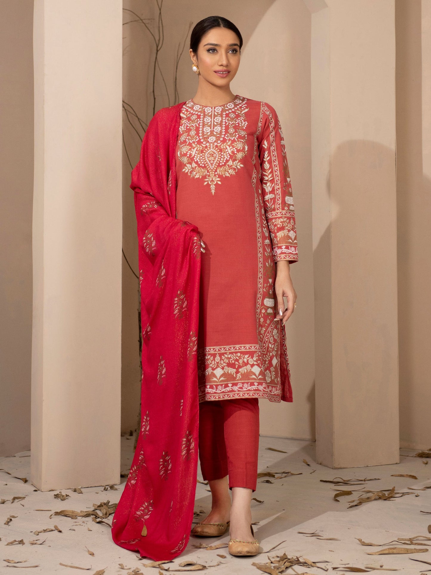 3 Piece Khaddar Suit-Pasted (Unstitched)