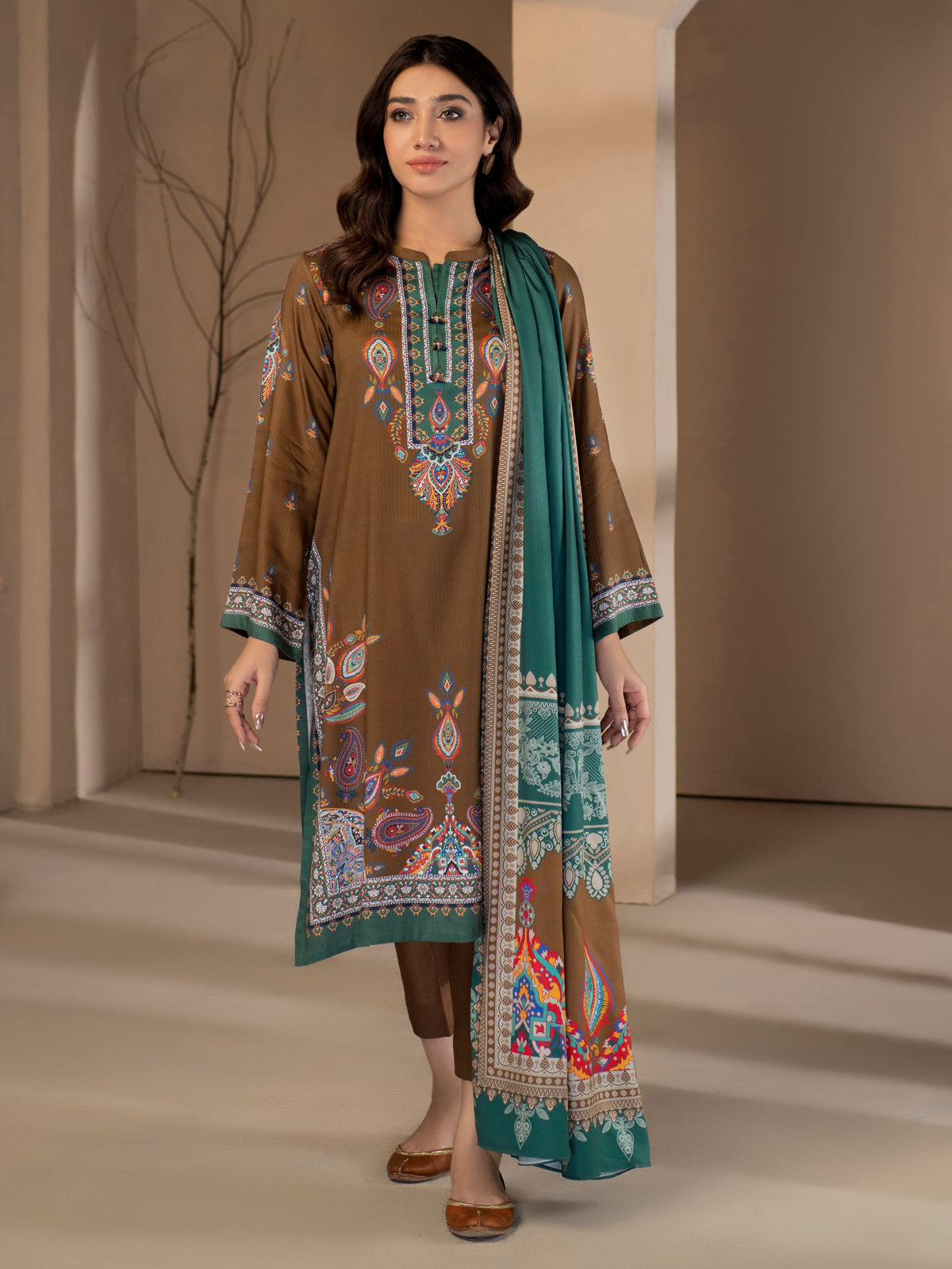 Limelight - 2 Piece Linen Suits-Printed (Unstitched)
