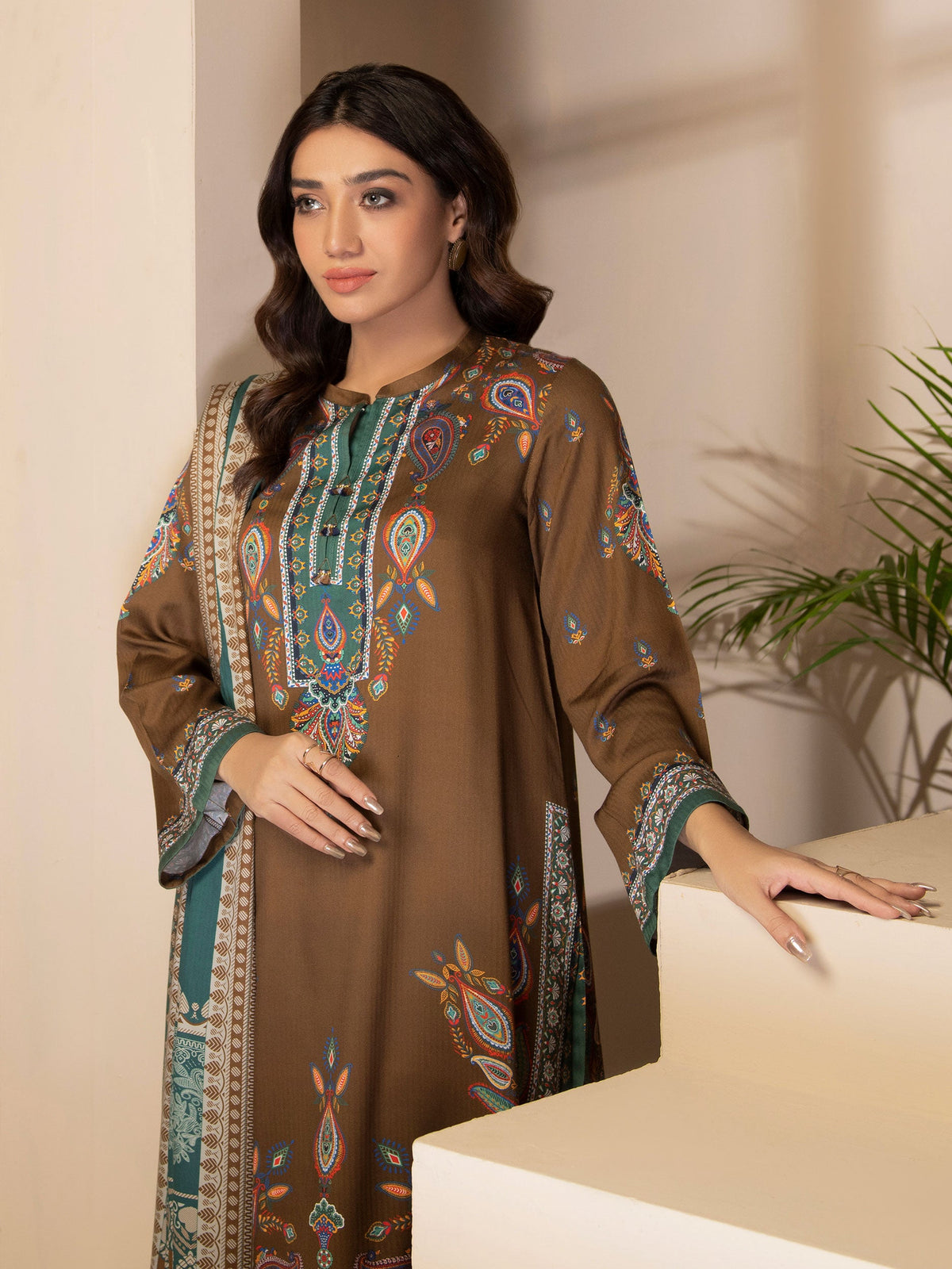 Limelight - 2 Piece Linen Suits-Printed (Unstitched)