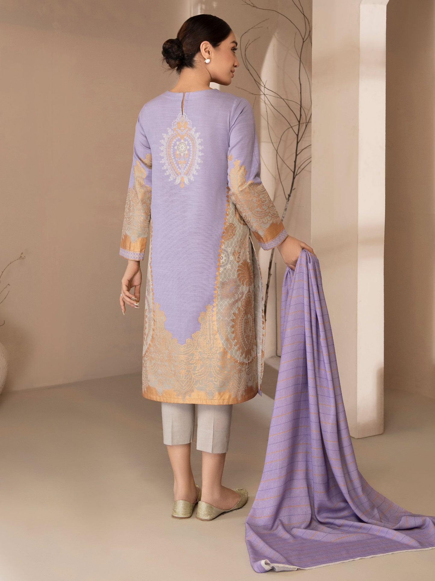 2 Piece Khaddar Suit-Pasted (Unstitched)