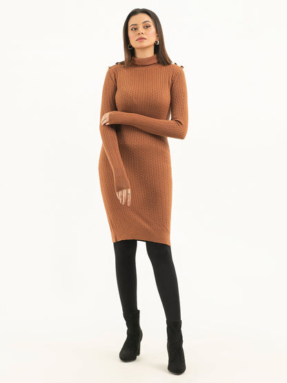 Buttoned Turtle Neck Dress