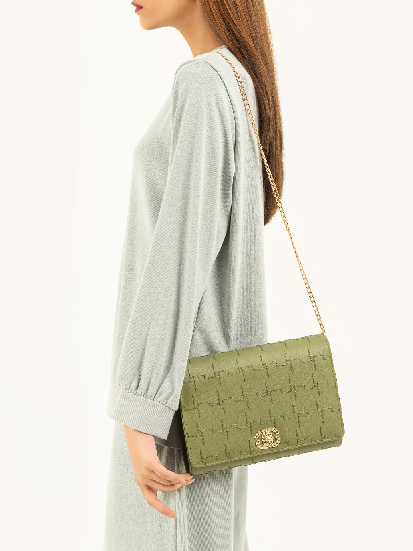 Limelight - Stitch Patterned Clutch