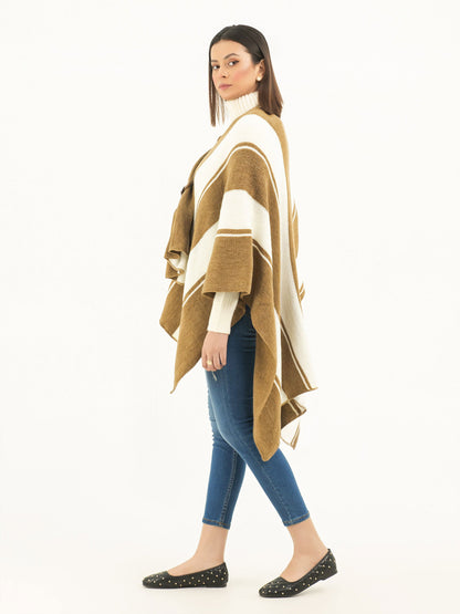 Buckled Two Tone Cape Shawl