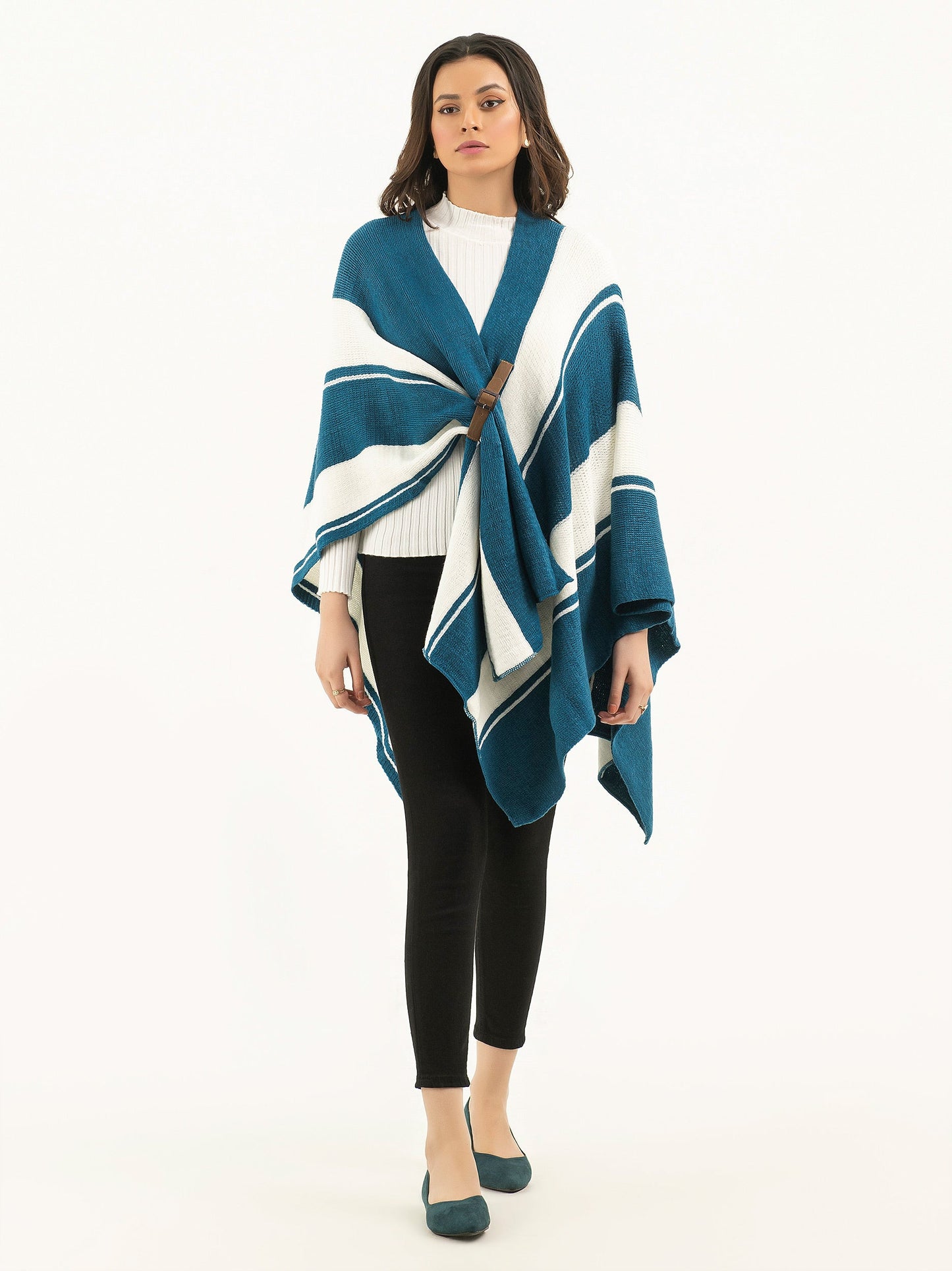 Buckled Two Tone Cape Shawl