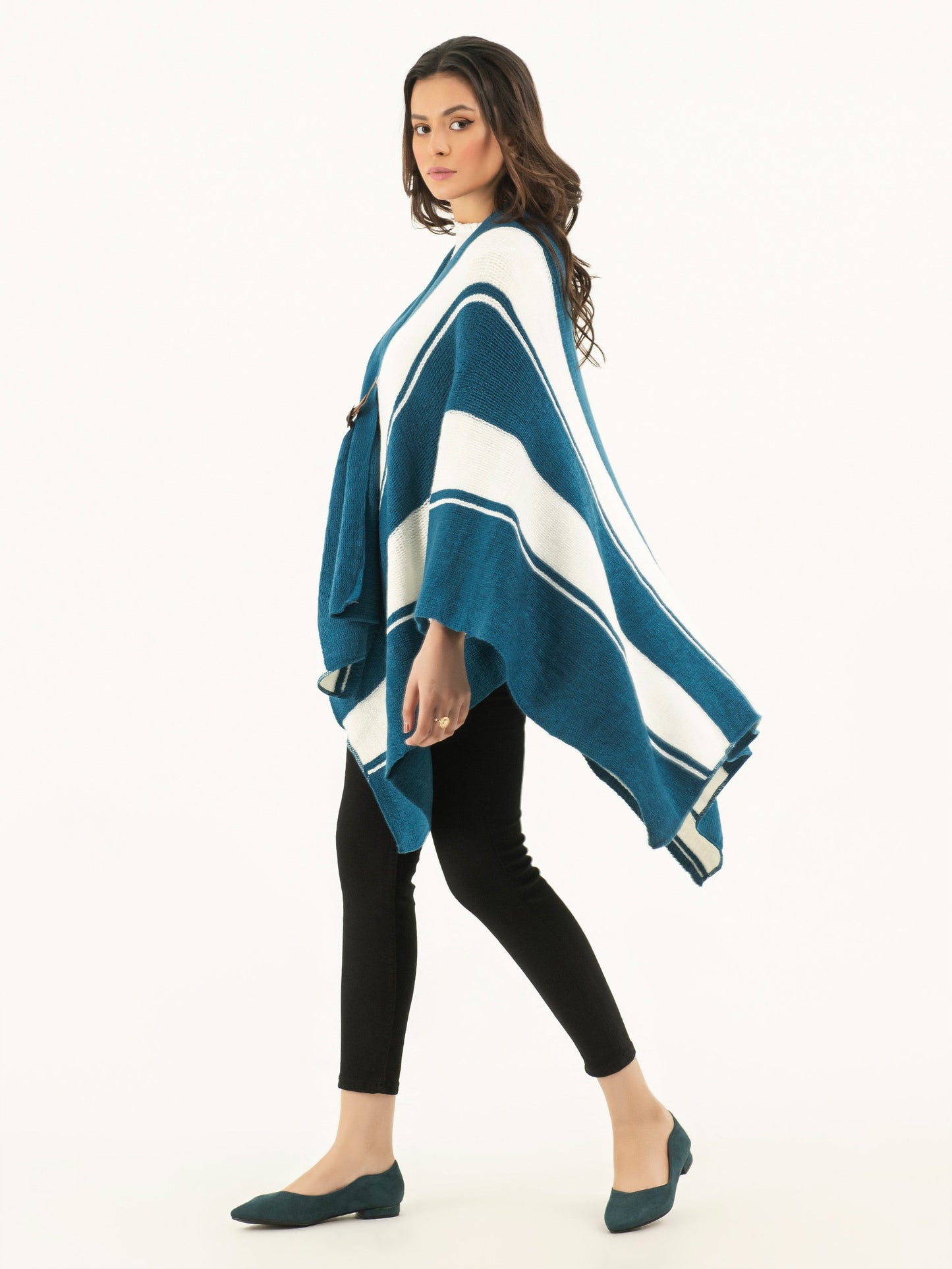 Buckled Two Tone Cape Shawl