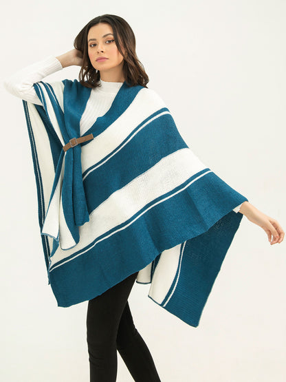 Buckled Two Tone Cape Shawl