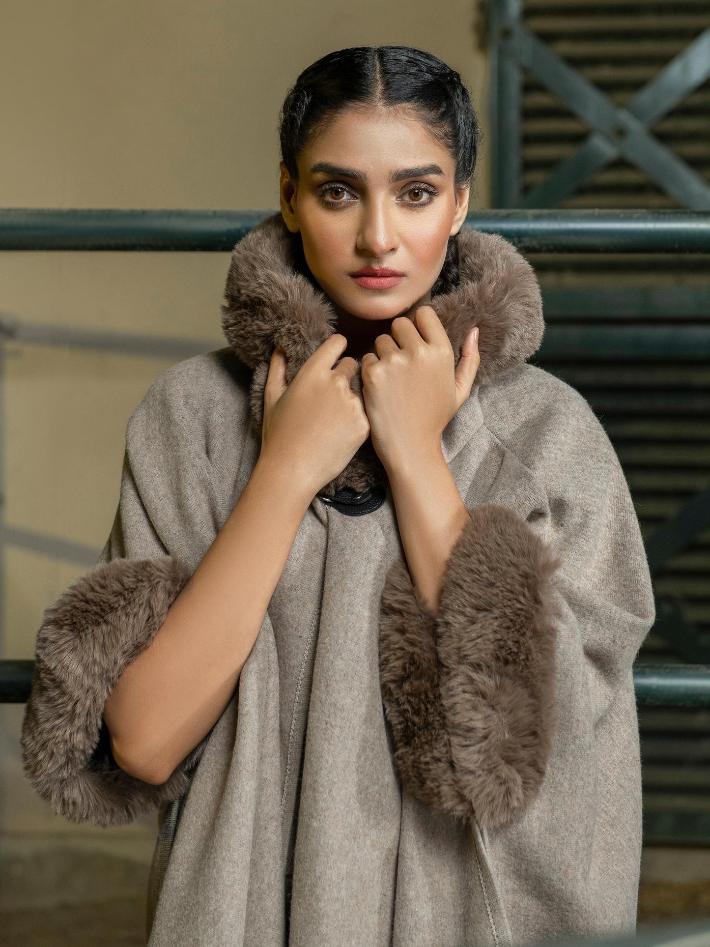 Limelight - Hooded Fur Cape Shawl