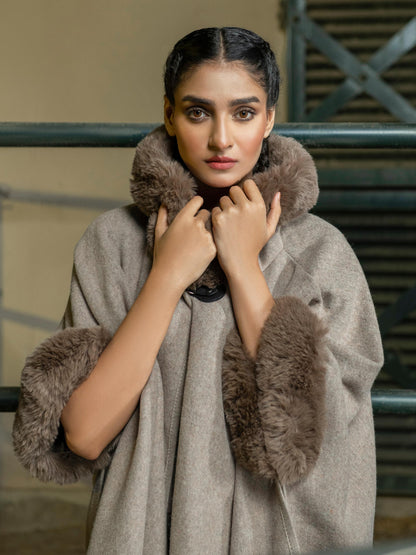 Limelight - Hooded Fur Cape Shawl