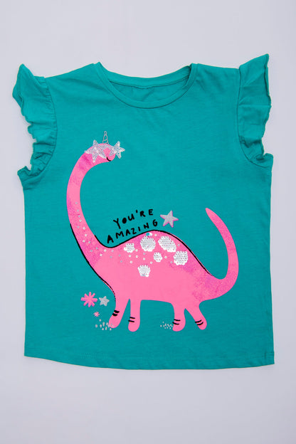 BTW - DINO PRINTED SEQUIN T-SHIRT