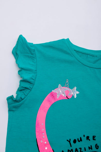 BTW - DINO PRINTED SEQUIN T-SHIRT
