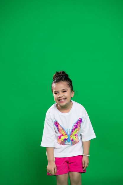 BTW - BUTTERFLY REVERSIBLE FLIP SEQUIN T-SHIRT
