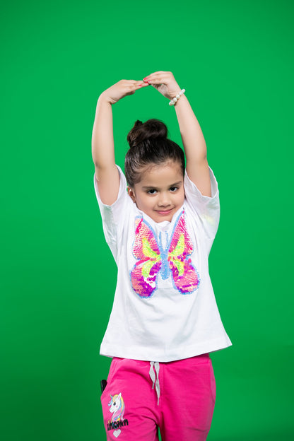 BTW - BUTTERFLY REVERSIBLE FLIP SEQUIN T-SHIRT