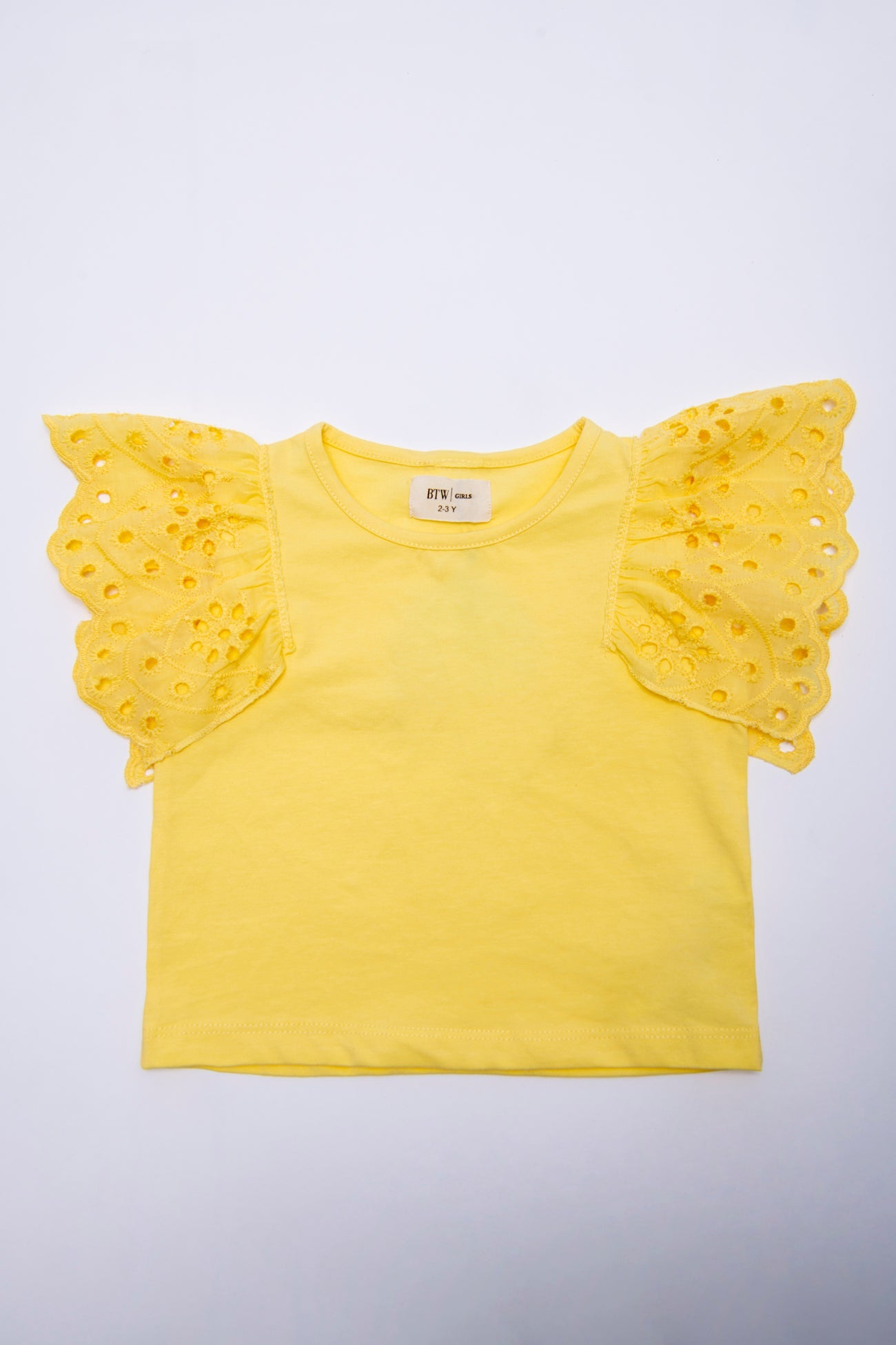 BTW - EMBROIDERED RUFFLES SLEEVES T-SHIRT