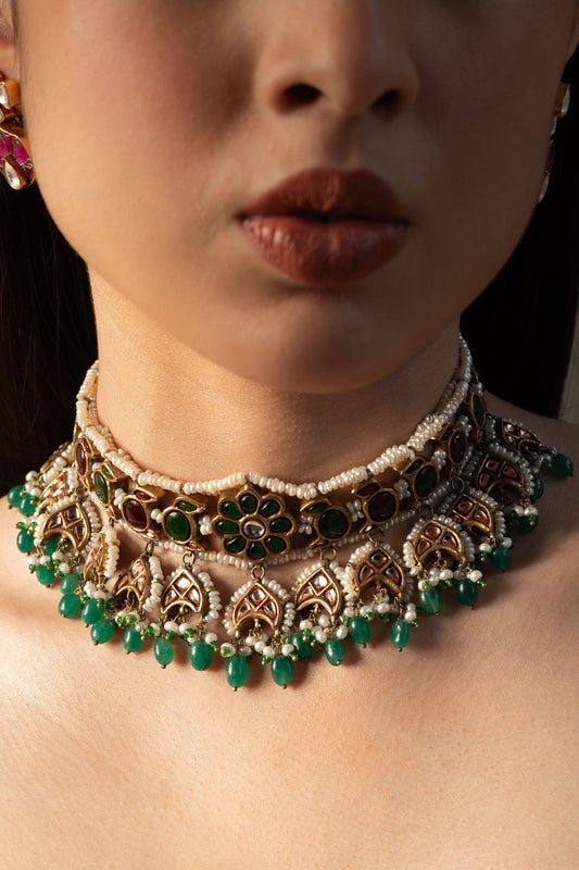 Gold plated Bhanwara choker